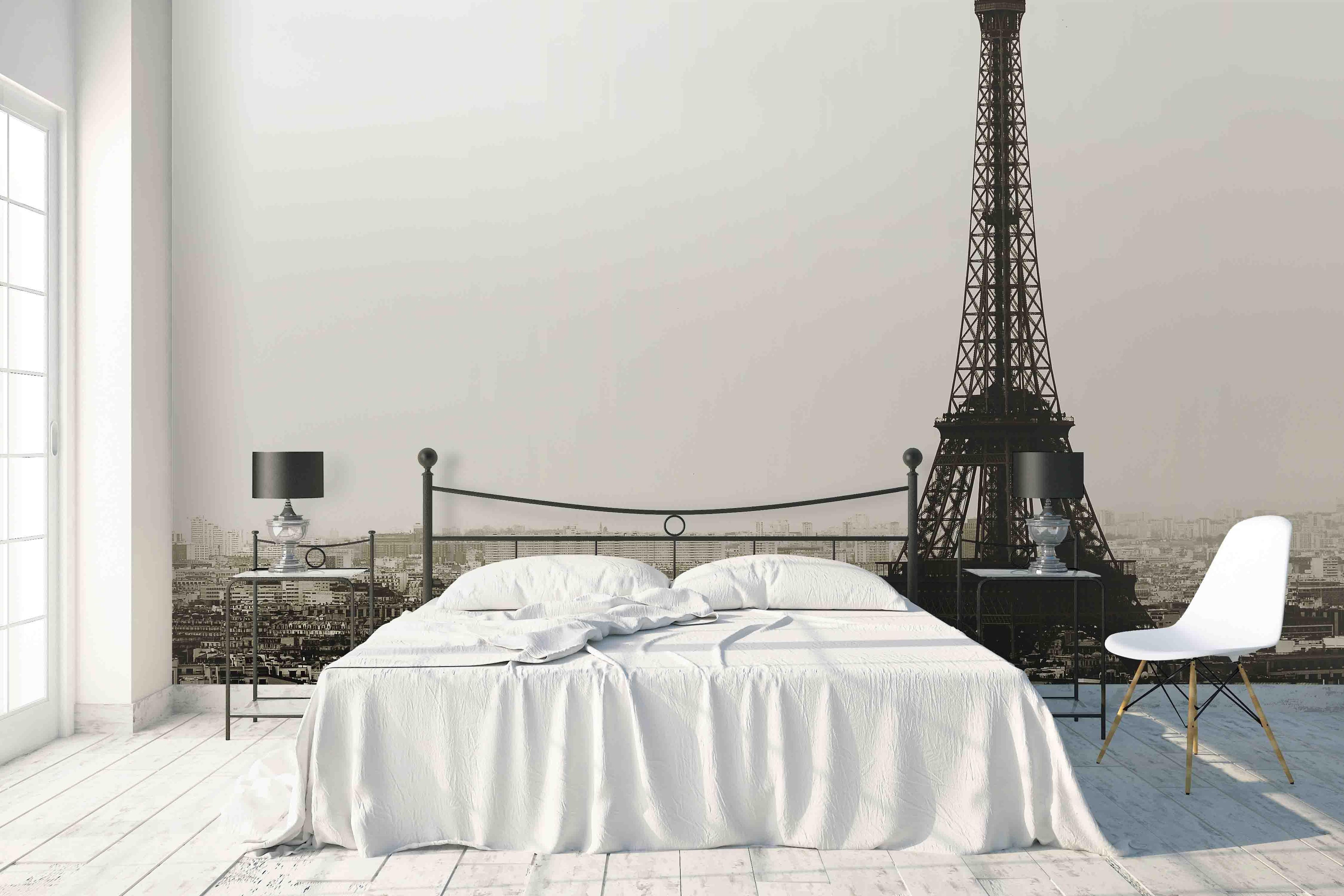 3D Black White Eiffel Tower Wall Mural Wallpaper 11- Jess Art Decoration