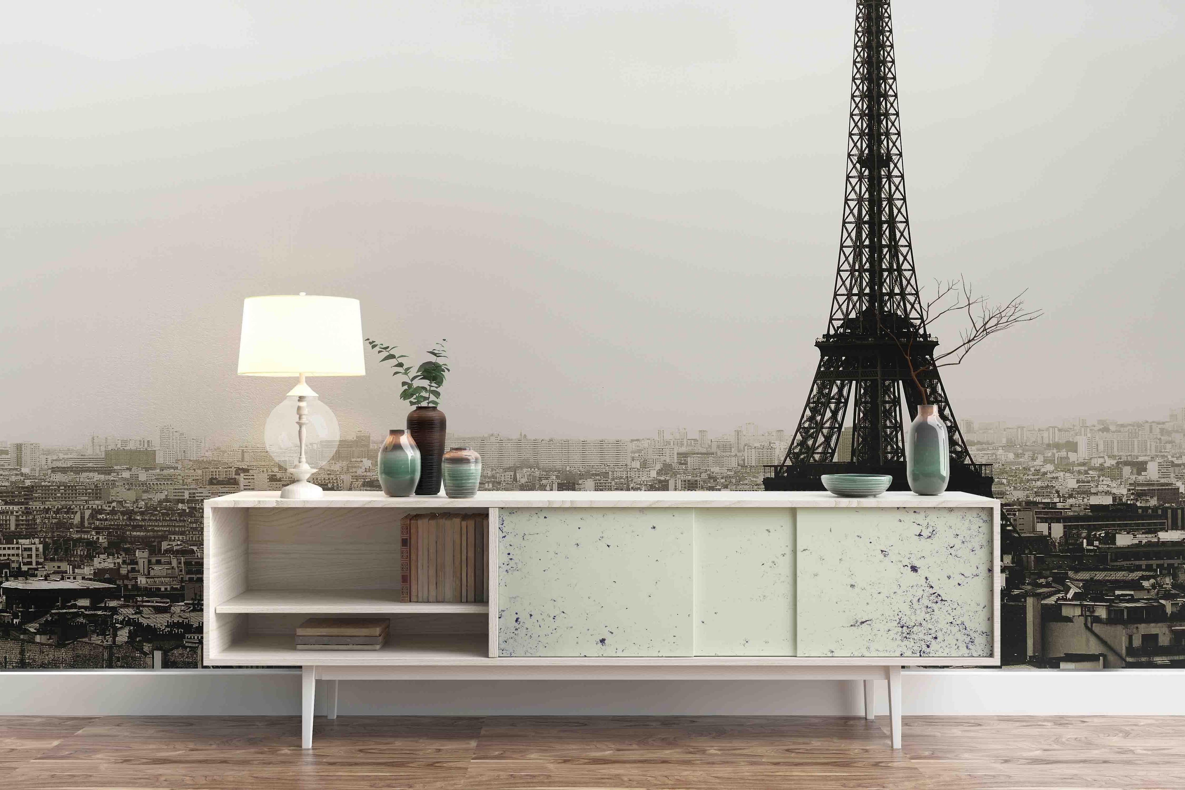 3D Black White Eiffel Tower Wall Mural Wallpaper 11- Jess Art Decoration