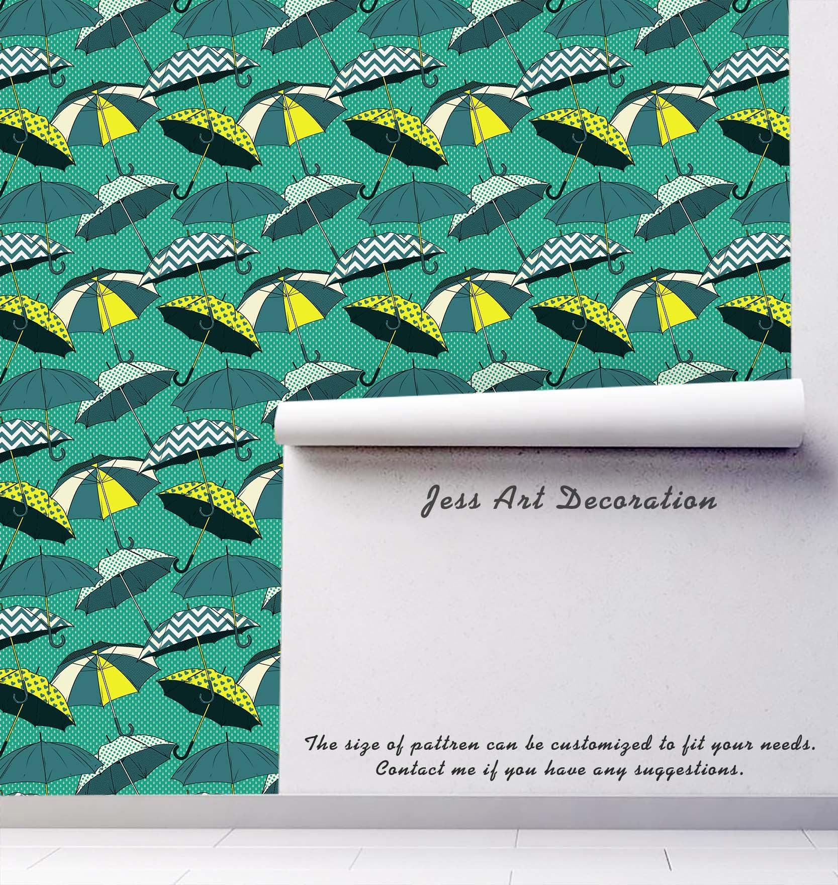 3D Umbrella Green Wall Mural Wallpaper 75- Jess Art Decoration