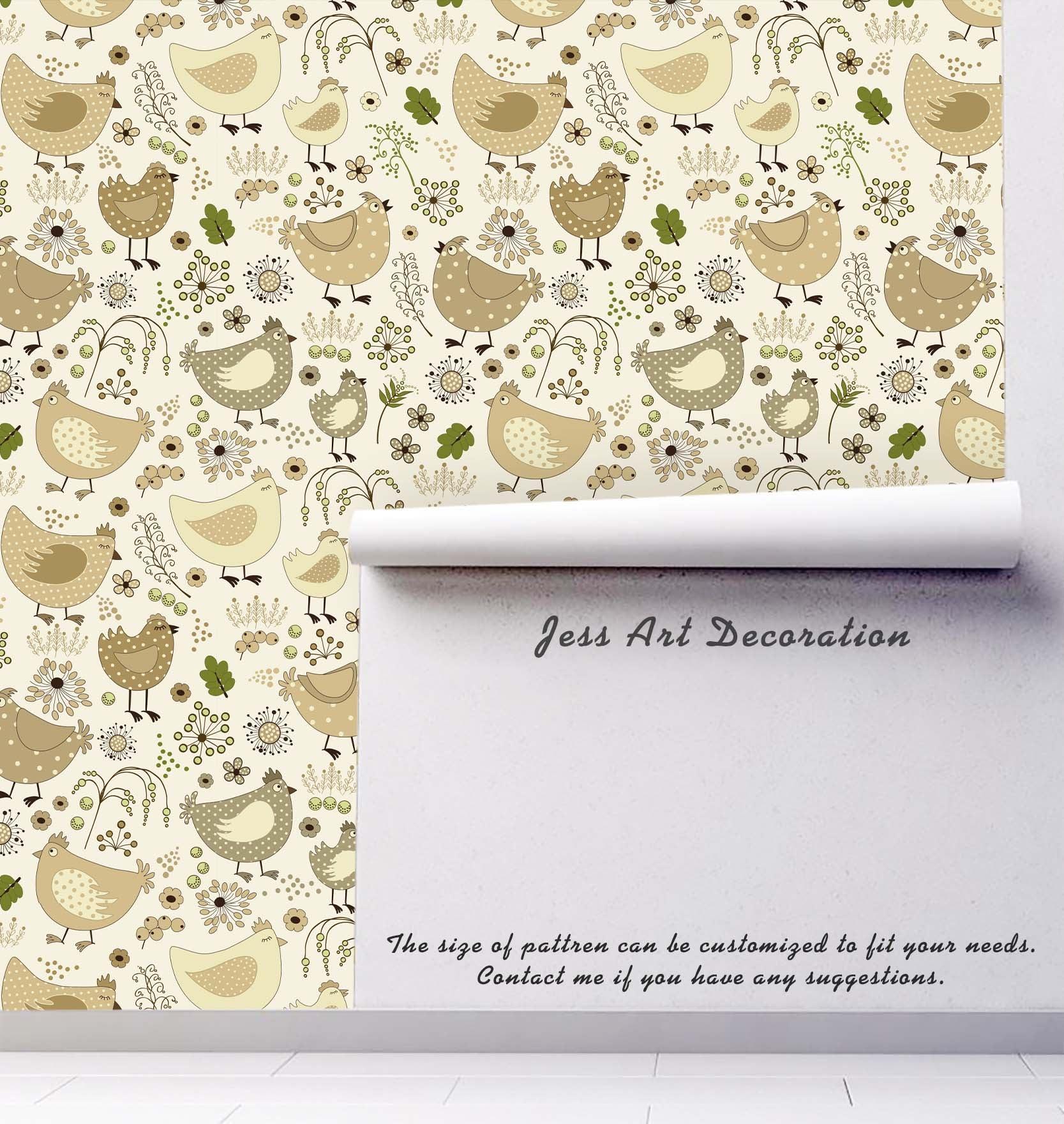 3D Cartoon Hen Pattern Wall Mural Wallpaper 93- Jess Art Decoration