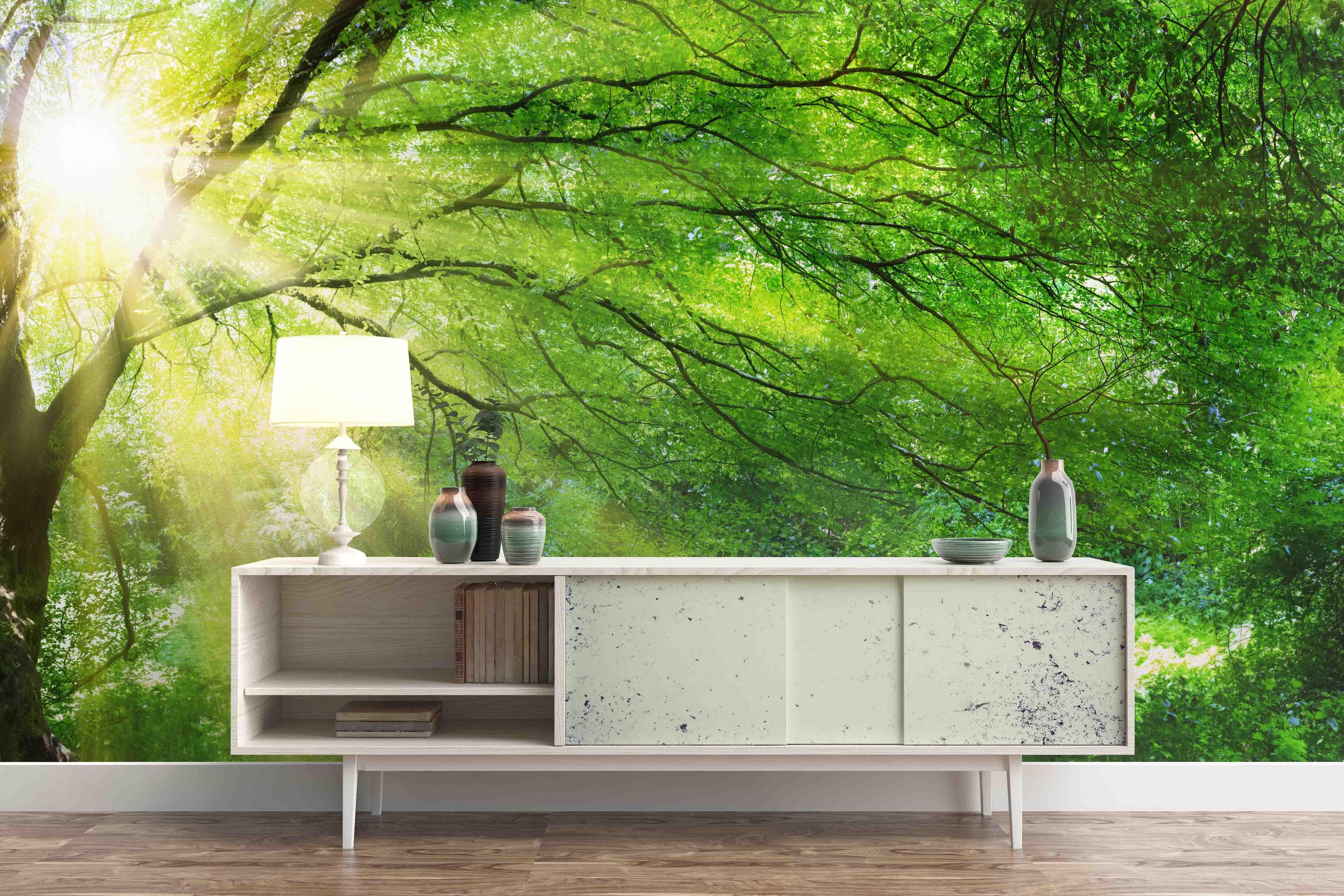 3D Green Jungle Sunshine Wall Mural Wallpaper 23- Jess Art Decoration