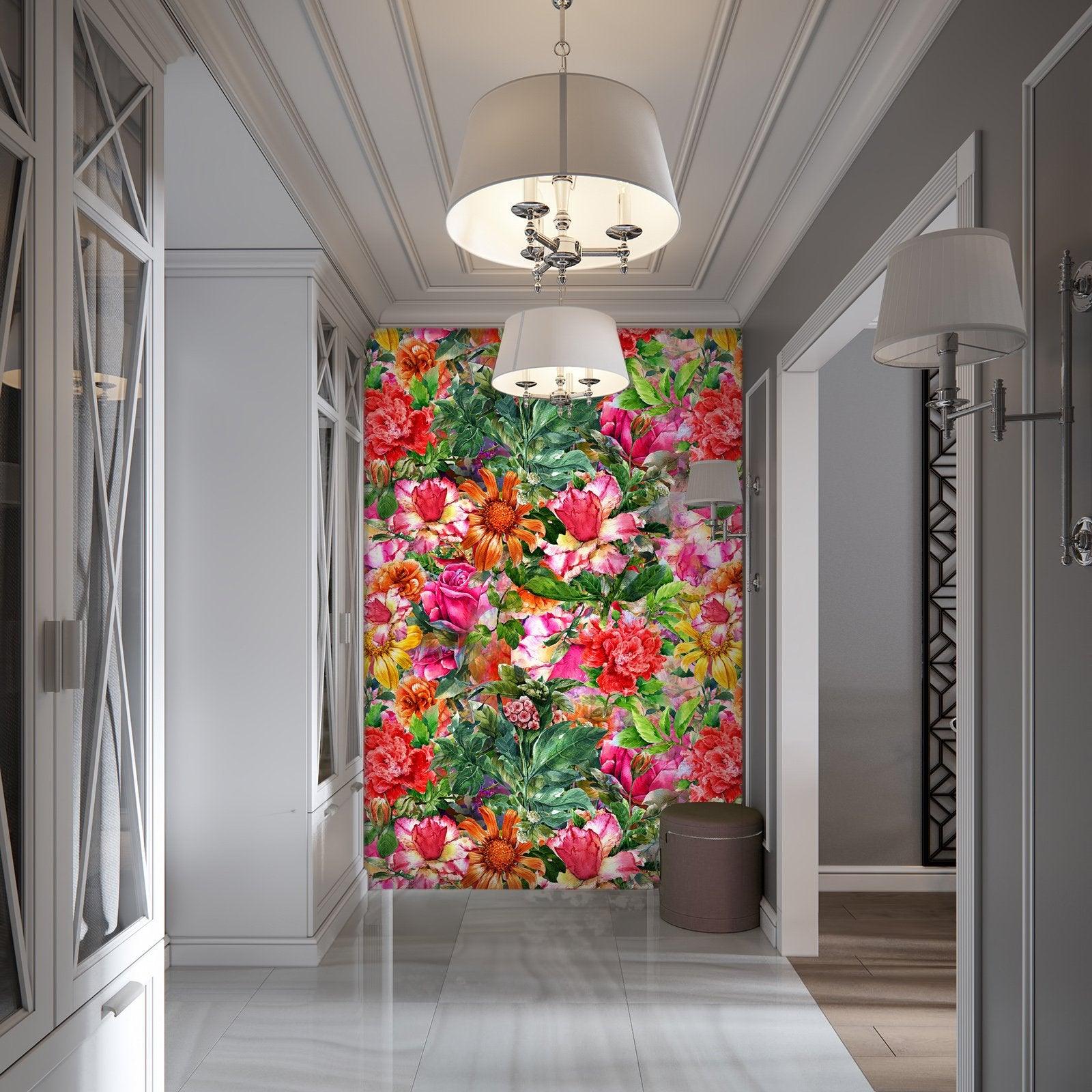 3D red bright flower 52 wall murals- Jess Art Decoration