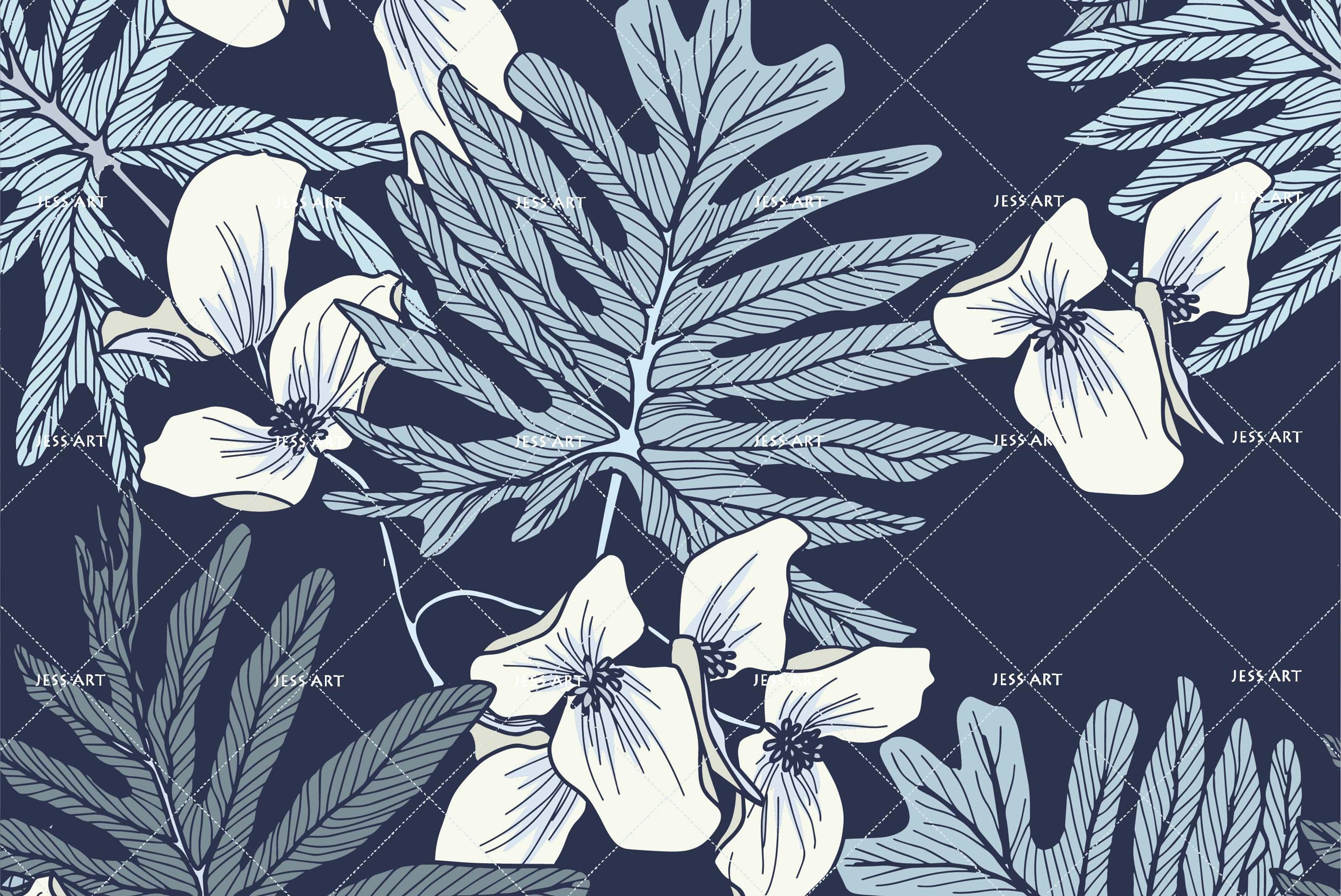 3D Blue Leaves Wall Mural Wallpaper 119- Jess Art Decoration