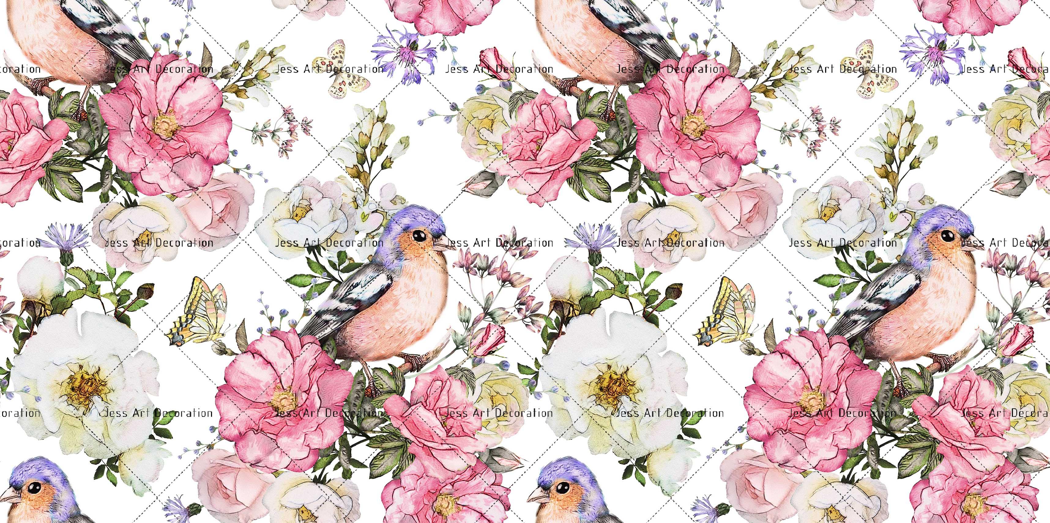 3D Colorful Flowers Birds Background Wall Mural Wallpaper 47- Jess Art Decoration