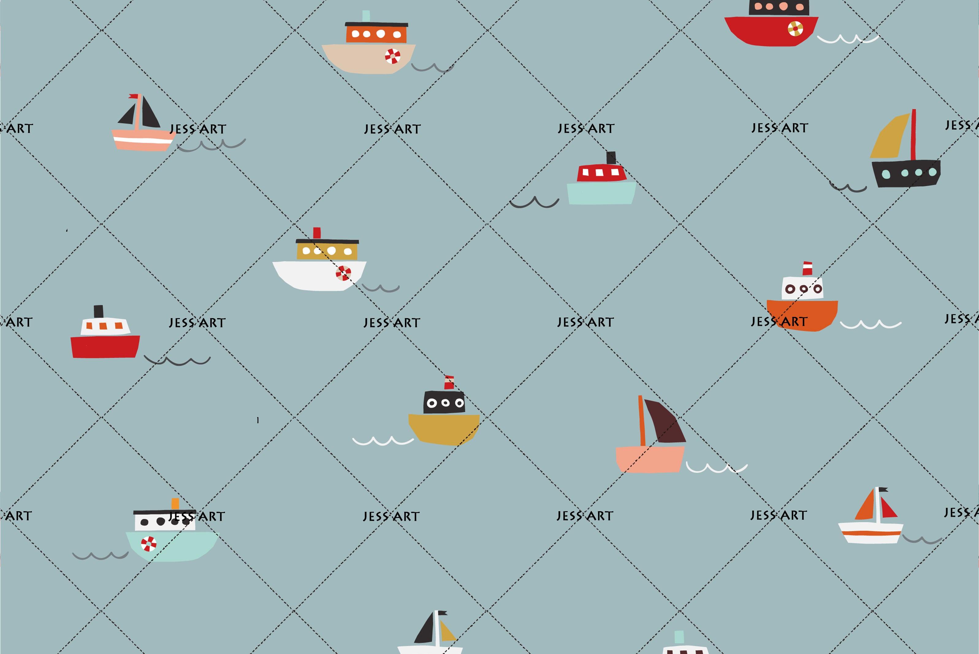 3D Cartoon Ocean Boat Wall Mural Wallpaper 136- Jess Art Decoration