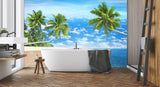 3D Ocean Coconut Tree 003 Wall Murals
