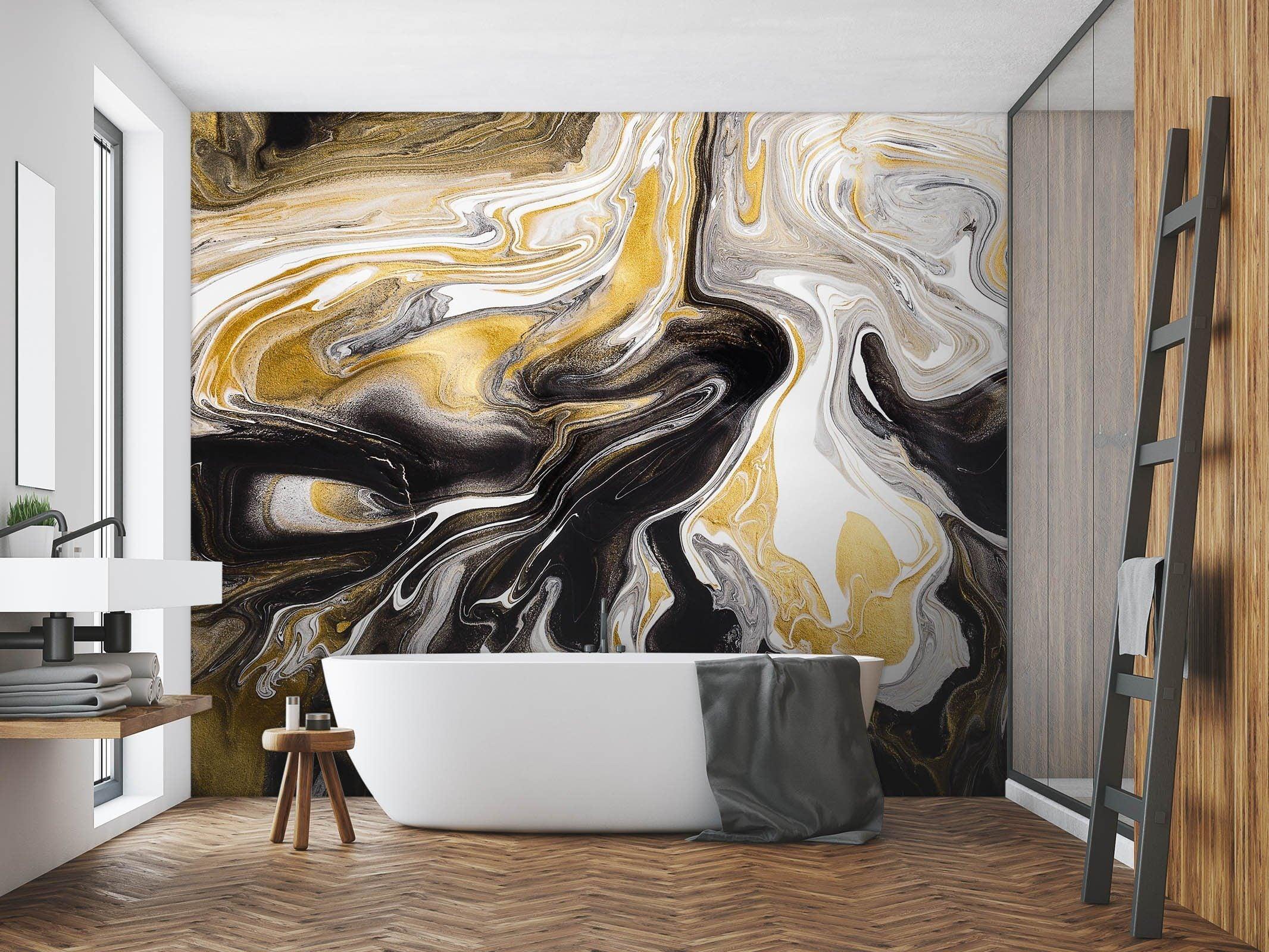 3D Black Abstract Painting 51 Wall Murals