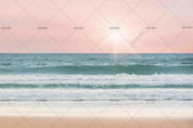 3D Pink Sky Beach Sunshine Wall Mural Wallpaper LQH 65- Jess Art Decoration