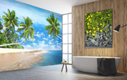 3D Ocean Coconut Tree 003 Wall Murals