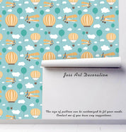 3D Cartoon Balloon Airplane Green Wall Mural Wallpaper 174- Jess Art Decoration