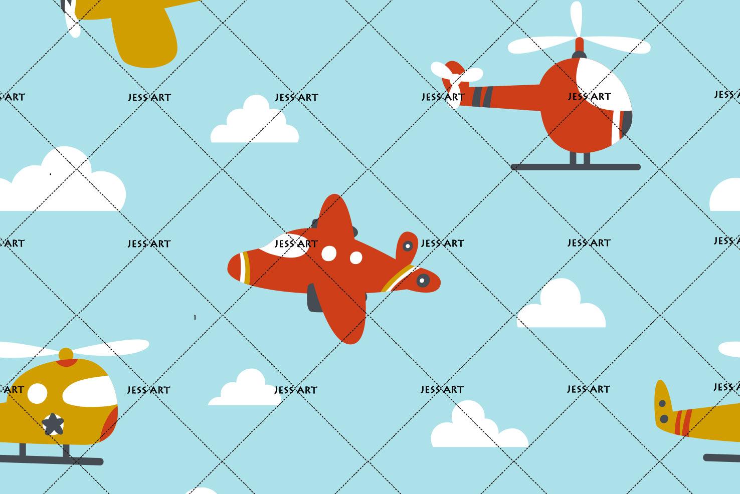 3D Cartoon Plane Sky Wall Mural Wallpaper 93- Jess Art Decoration