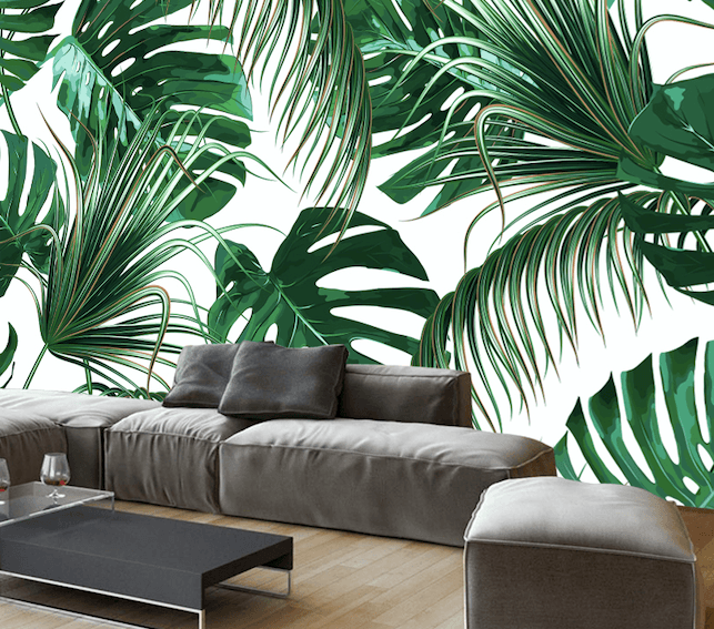 3D Tropical Green Leaves Wall Mural Wallpaper JN 1444- Jess Art Decoration