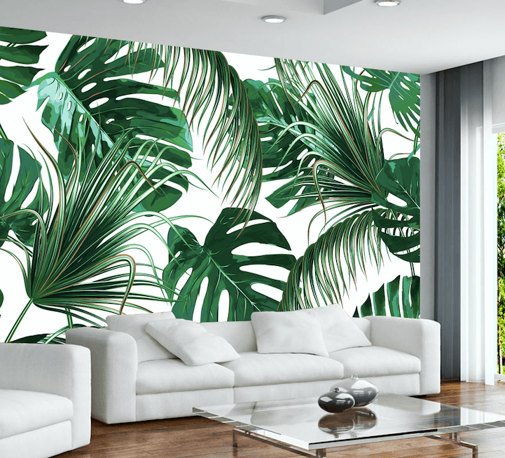 3D Tropical Green Leaves Wall Mural Wallpaper JN 1444- Jess Art Decoration