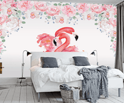 3D Watercolor Pink Floral Flamingo Wall Mural Wallpaper YQ 0194- Jess Art Decoration