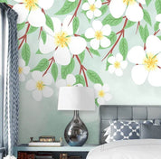 3D White Floral Leaves Wall Mural Wallpaper LQH 176- Jess Art Decoration