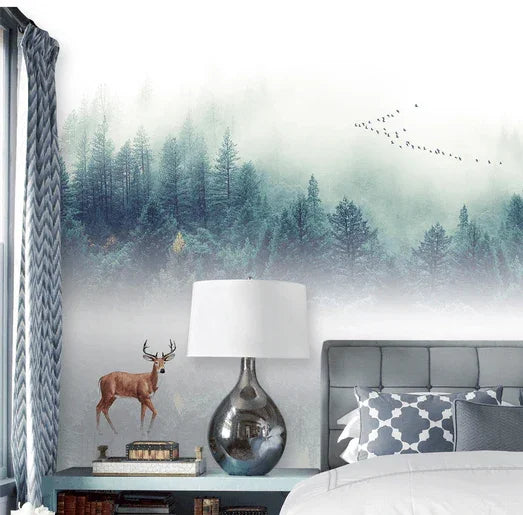 3D White Mist Forest Lake Landscape Wall Wall Mural Wallpaper LQH 147- Jess Art Decoration