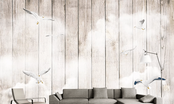 3D Hand Drawn Plank Bird Wall Mural Wallpaper LQH 15- Jess Art Decoration