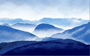 3D Watercolor Blue Mountains Wall Mural Wallpaper LQH 110- Jess Art Decoration