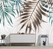 3D Hand Drawn Green Brown Leaf Wall Mural Wallpaper LQH 318- Jess Art Decoration
