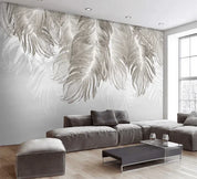 3D Hand Drawn Grey Feather Wall Mural Wallpaper LQH 256- Jess Art Decoration