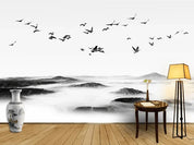 3D White Mist Mountain Bird Wall Mural Wallpaper LQH 379- Jess Art Decoration