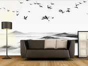 3D White Mist Mountain Bird Wall Mural Wallpaper LQH 379- Jess Art Decoration