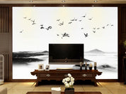 3D White Mist Mountain Bird Wall Mural Wallpaper LQH 379- Jess Art Decoration