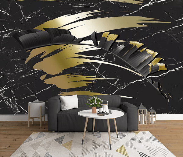 3D Marble Leaves Wall Mural Wallpaper 11- Jess Art Decoration