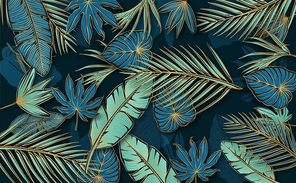 3D Blue Green Leaves Wall Mural Wallpaper 13- Jess Art Decoration
