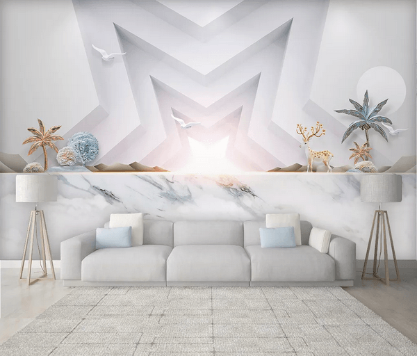 3D Star Pentagram Trees Wall Mural Wallpaper 26- Jess Art Decoration