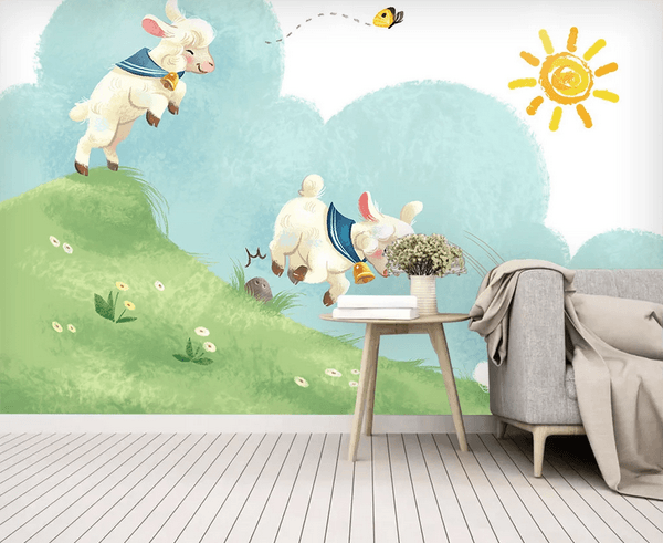 3D Sheep Kid Child Wall Mural Wallpaper 08- Jess Art Decoration