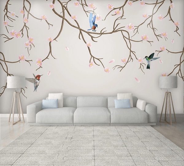 3D Blossom Branch Bird Wall Mural Wallpaper 52- Jess Art Decoration