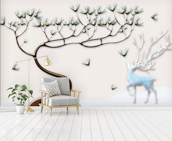 3D Tree Elk Wall Mural Wallpaper 38- Jess Art Decoration
