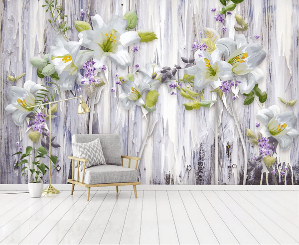 3D Lily Flower Wall Mural Wallpaper 03- Jess Art Decoration