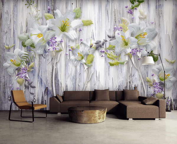 3D Lily Flower Wall Mural Wallpaper 03- Jess Art Decoration