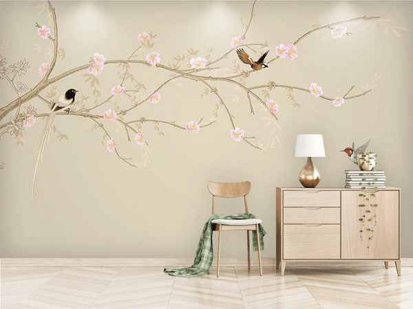 3D Blossom Branch Bird Wall Mural Wallpaper 57- Jess Art Decoration
