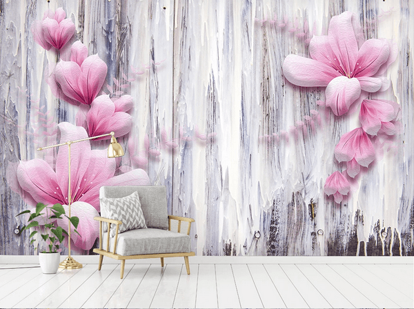 3D Pink Flower Wall Mural Wallpaper 24- Jess Art Decoration