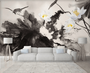 3D Lotus Ink Bird Wall Mural Wallpaper 44- Jess Art Decoration