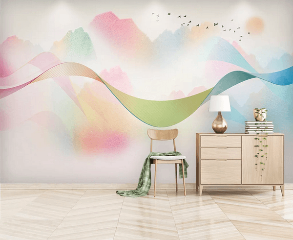3D Watercolor Mountains Wavy Wall Mural Wallpaper 41- Jess Art Decoration