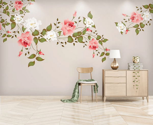 3D Red White Floral Branch Wall Mural Wallpaper 22- Jess Art Decoration