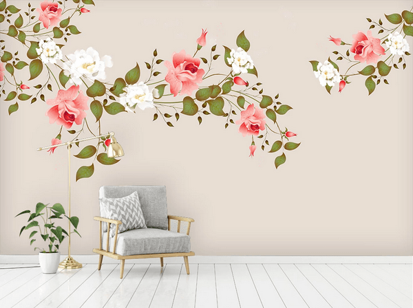 3D Red White Floral Branch Wall Mural Wallpaper 22- Jess Art Decoration