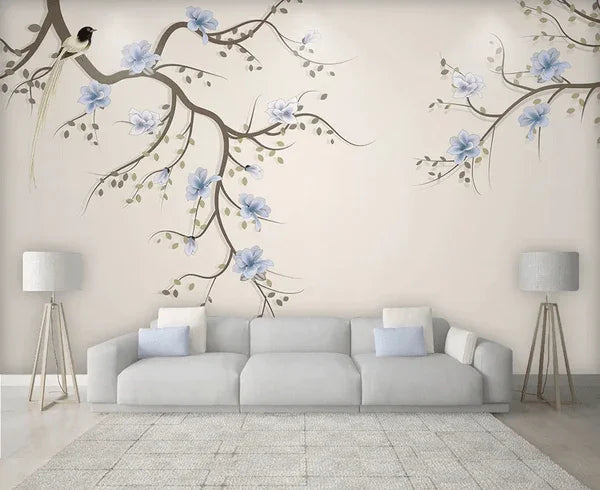 3D Magnolia Blossom Branch Bird Wall Mural Wallpaper 33- Jess Art Decoration