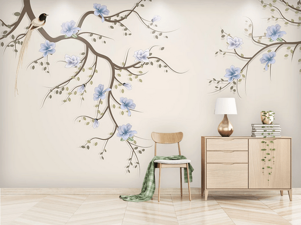 3D Magnolia Blossom Branch Bird Wall Mural Wallpaper 33- Jess Art Decoration