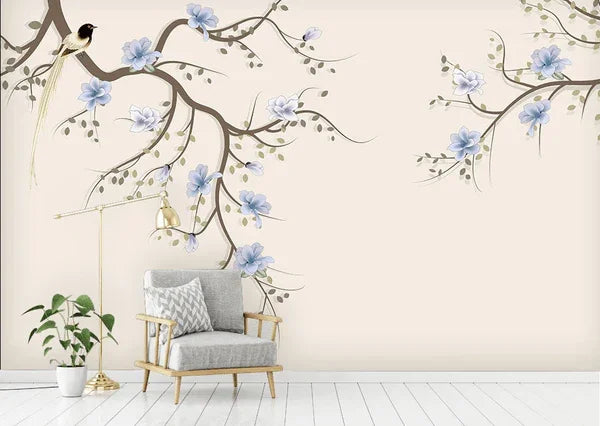 3D Magnolia Blossom Branch Bird Wall Mural Wallpaper 33- Jess Art Decoration