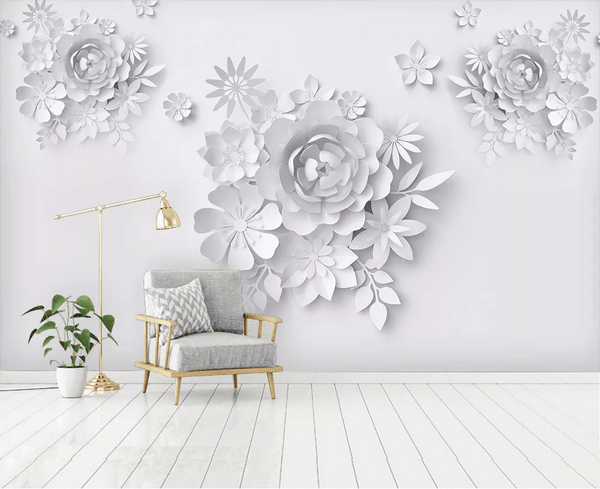 3D Paper Art Flower Wall Mural Wallpaper 01- Jess Art Decoration