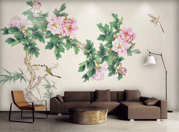 3D Peony Flower Bird Wall Mural Wallpaper 16- Jess Art Decoration