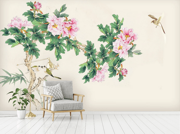 3D Peony Flower Bird Wall Mural Wallpaper 16- Jess Art Decoration