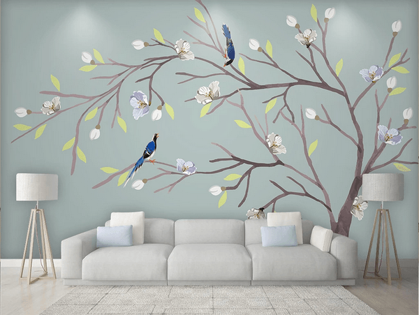 3D Blossom Tree Bird Wall Mural Wallpaper 60- Jess Art Decoration