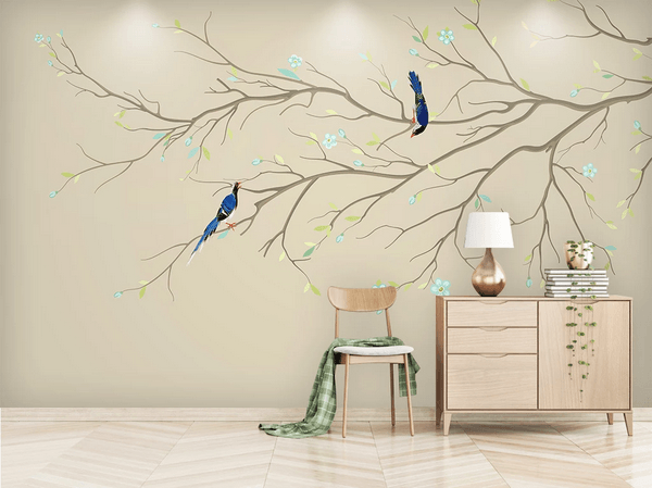 3D Blossom Branch Bird Wall Mural Wallpaper 61- Jess Art Decoration