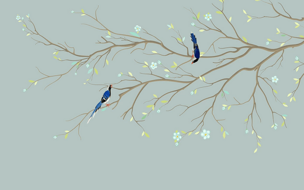 3D Blossom Branch Bird Wall Mural Wallpaper 61- Jess Art Decoration
